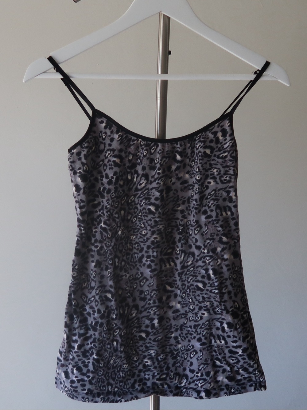 Active Basic Leopard Print Cami - Black & Gray